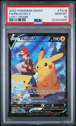 2022 POKEMON SWORD & SHIELD LOST ORIGIN #TG16 FULL ART/PIKACHU V PSA 10 - Image 1