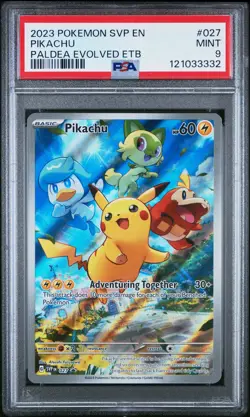 2023 POKEMON SVP PALDEA EVOLVED ETB PROMO #027 PIKACHU PSA 9 - Image 1