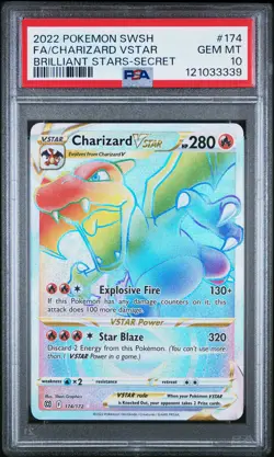 2022 POKEMON SWSH FA/CHARIZARD VSTAR BRILLIANT STARS-SECRET PSA 10 GEM MINT - Image 1