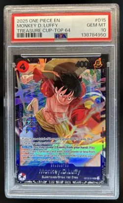2025 One Piece Treasure Cup Top 64 Monkey D Luffy #OP12-015 PSA 10 GEM MINT - Image 1