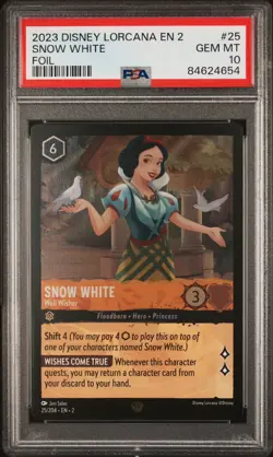 Disney Lorcana TCG Rise Floodborn Snow White #25 Holo Foil Card *GEM MINT PSA 10 - Image 1