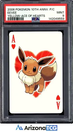 Pokemon 2006 Eevee Yellow Ace Of Hearts 10th Anny. Playing Card PSA 9 - Image 1