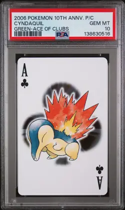2006 POKEMON CENTER 10TH ANNIVERSARY PLAYING CARDS GREEN DECK CYNDAQUIL PSA 10 - Image 1