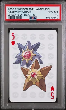 POKEMON CENTER 10TH ANNIVERSARY PLAYING CARDS GREEN DECK STARMIE/STARYU PSA 10 - Image 1