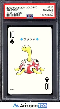 Pokemon 2000 Shuckle 213 10 Of Clubs Gold Playing Card Japanese GEM MINT PSA 10 - Image 1