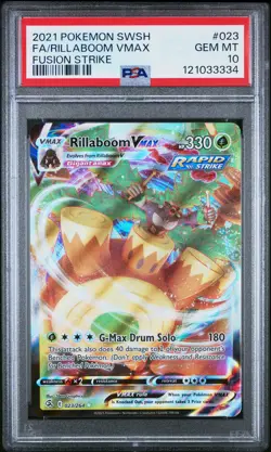 Rillaboom VMAX 023/264 Pokemon 2021 SWSH08: Fusion Strike Ultra Rare PSA 10 Gem - Image 1