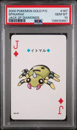 2000 POKEMON GOLD VERSION PLAYING CARDS JACK OF DIAMONDS #167 SPINARAK PSA 10 - Image 1
