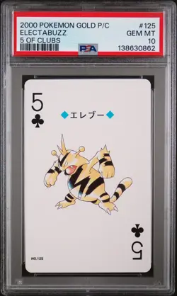 2000 POKEMON GOLD VERSION PLAYING CARDS 5 OF CLUBS #125 ELECTABUZZ PSA 10 - Image 1