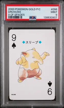 2000 POKEMON GOLD VERSION PLAYING CARDS 9 OF SPADES #096 DROWZEE PSA 9 - Image 1