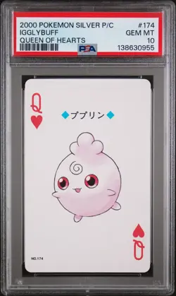 2000 POKEMON SILVER VERSION PLAYING CARDS QUEEN OF HEARTS #174 IGGLYBUFF PSA 10 - Image 1
