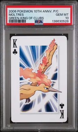 2006 POKEMON CENTER 10TH ANNIVERSARY PLAYING CARDS GREEN DECK MOLTRES PSA 10 - Image 1