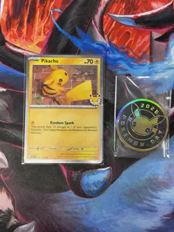 Pikachu (Pokemon Day 2026) 051/162 Promo Card and Coin - Image 1