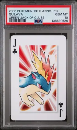 2006 POKEMON CENTER 10TH ANNIVERSARY PLAYING CARDS GREEN DECK QUILAVA PSA 10 - Image 1