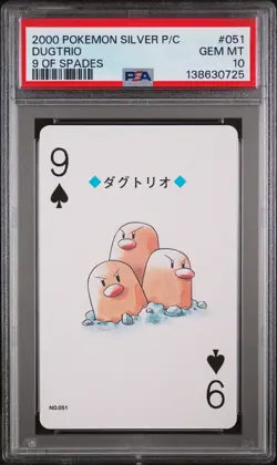 2000 POKEMON SILVER VERSION PLAYING CARDS 9 OF SPADES #051 DUGTRIO PSA 10 - Image 1