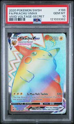 2020 POKEMON SWORD & SHIELD VIVID VOLTAGE SECRET FULL ART/PIKACHU VMAX PSA 10 - Image 1