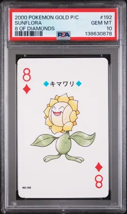 2000 POKEMON GOLD VERSION PLAYING CARDS 8 OF DIAMONDS #192 SUNFLORA PSA 10 - Image 1