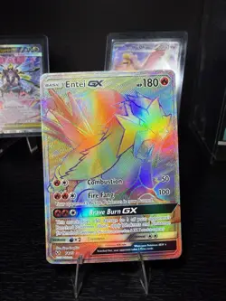 Pokemon Entei GX TCG Shining Legends Holo Card 74/73 Rainbow Secret Rare - Image 1