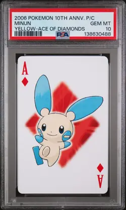 2006 POKEMON CENTER 10TH ANNIVERSARY PLAYING CARDS YELLOW DECK MINUN PSA 10 - Image 1