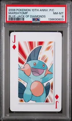2006 POKEMON CENTER 10TH ANNIVERSARY PLAYING CARDS BLUE DECK MARSHTOMP PSA 8 - Image 1