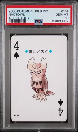 2000 POKEMON GOLD VERSION PLAYING CARDS 4 OF SPADES #164 NOCTOWL PSA 10 - Image 1
