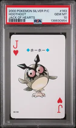 2000 POKEMON SILVER VERSION PLAYING CARDS JACK OF HEARTS #163 HOOTHOOT PSA 10 - Image 1