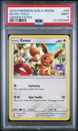 2019 POKEMON SUN & MOON HIDDEN FATES #SV41 EEVEE-HOLO PSA 9 - Image 1