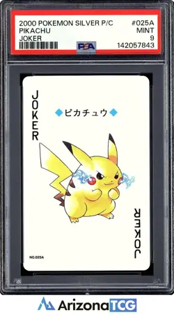 Pokemon 2000 Pikachu 025A Joker Pokemon Silver Playing Cards Japanese PSA 9 - Image 1