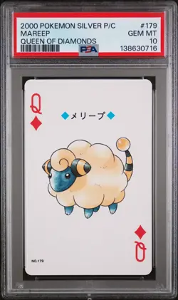 2000 POKEMON SILVER VERSION PLAYING CARDS QUEEN OF DIAMONDS #179 MAREEP PSA 10 - Image 1