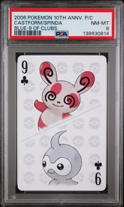 POKEMON CENTER 10TH ANNIVERSARY PLAYING CARDS BLUE DECK CASTFORM/SPINDA PSA 8 - Image 1