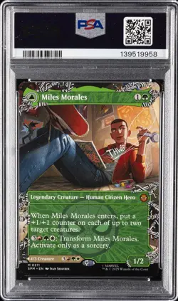 2025 MTG MARVEL'S SPIDER-MAN #0211 MILES MORALES/ULTIMATE SPIDER-MAN PSA 10 - Image 2