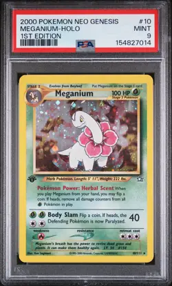 2000 POKEMON NEO GENESIS 1ST EDITION #10 MEGANIUM-HOLO PSA 9 - Image 1