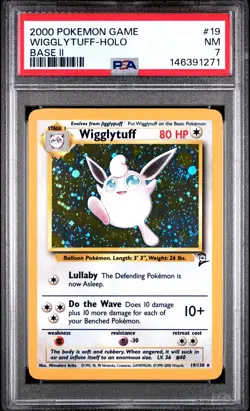2000 POKEMON BASE SET 2 #19 WIGGLYTUFF-HOLO PSA 7 - Image 1