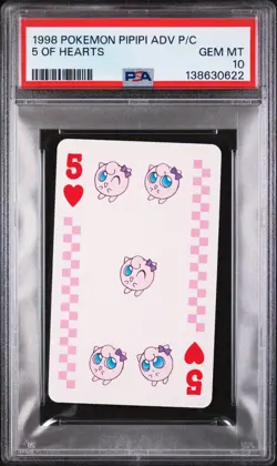 1998 POKEMON PIPIPI ADVENTURE PLAYING CARDS 5 OF HEARTS PSA 10 - Image 1
