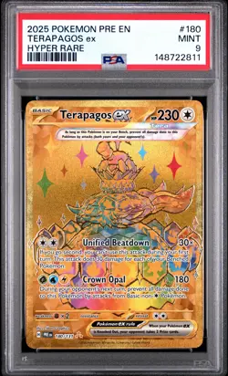 2025 POKEMON PRE EN-PRISMATIC EVOLUTIONS HYPER RARE #180 TERAPAGOS EX PSA 9 - Image 1