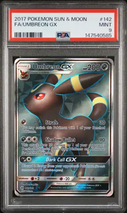 2017 POKEMON SUN & MOON #142 FULL ART/UMBREON GX PSA 9 - Image 1