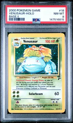 2000 POKEMON BASE SET 2 #18 VENUSAUR-HOLO PSA 8 - Image 1