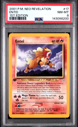 2001 POKEMON NEO REVELATION 1ST EDITION #17 ENTEI PSA 8 - Image 1