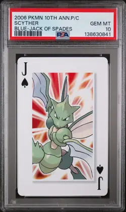 2006 POKEMON CENTER 10TH ANNIVERSARY PLAYING CARDS BLUE DECK SCYTHER PSA 10 - Image 1