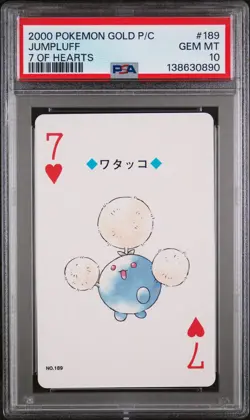 2000 POKEMON GOLD VERSION PLAYING CARDS 7 OF HEARTS #189 JUMPLUFF PSA 10 - Image 1