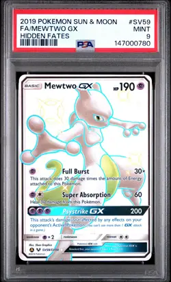 2019 POKEMON SUN & MOON HIDDEN FATES #SV59 FULL ART/MEWTWO GX PSA 9 - Image 1