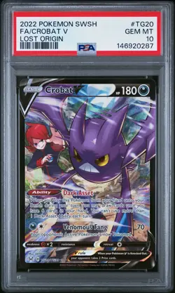 2022 POKEMON SWORD & SHIELD LOST ORIGIN #TG20 FULL ART/CROBAT V PSA 10 - Image 1