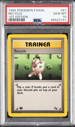 1999 POKEMON FOSSIL 1ST EDITION #61 RECYCLE PSA 10 - Image 1