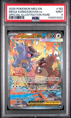 2025 POKEMON MEGA EVOLUTION ILLUSTRATION RARE #182 MEGA KANGASKHAN EX PSA 9 - Image 1