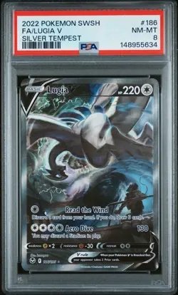 2022 POKEMON SWORD & SHIELD SILVER TEMPEST #186 FULL ART/LUGIA V PSA 8 - Image 1