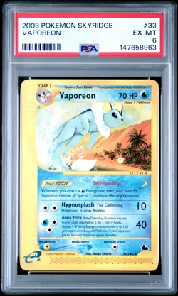 2003 POKEMON SKYRIDGE #33 VAPOREON PSA 6 - Image 1