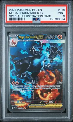 2025 POKEMON PFL EN-PHANTASMAL FLAMES #125 MEGA CHARIZARD X EX PSA 9 - Image 1