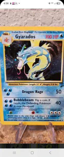 Gyarados 7/130 Pokemon Card Holo Rare Base Set 2 Vintage WOTC - Image 1