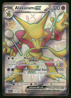 2024 Alakazam ex 215/091 Shiny Ultra Rare Holo NM SV: Paldean Fates Pokemon - Image 1