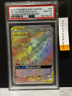 Pokemon Moltres & Zapdos & Articuno GX TAG TEAM Hidden Fates 69/68 PSA 10 - Image 1