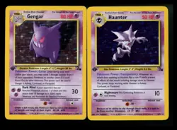 1st Edition Gengar 5/62 Haunter 6/62 Fossil 1999 Vintage WOTC Holo Pokemon Rare - Image 1